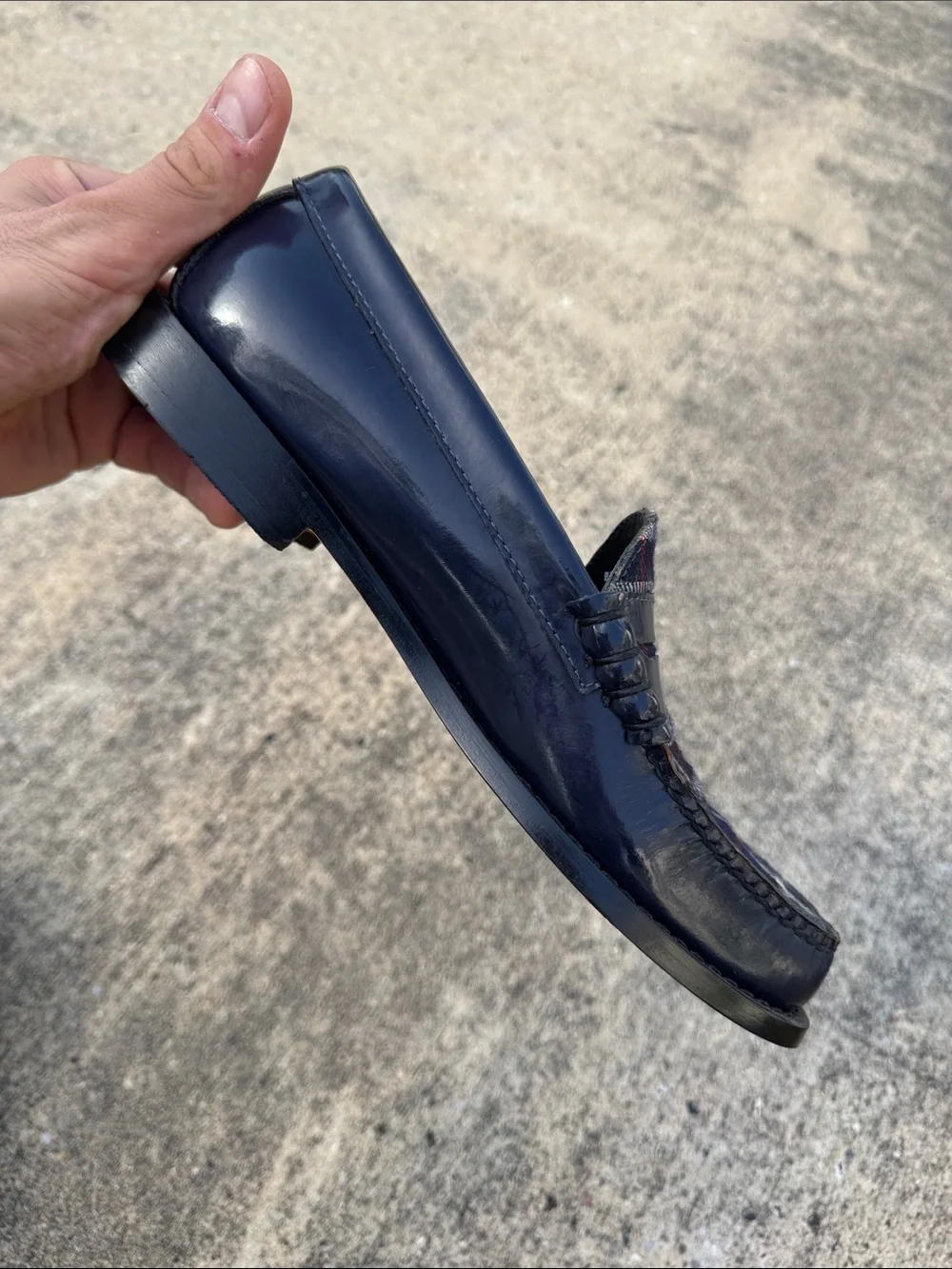 G.H. Bass & Co. Navy Patent Leather Larson Plaid Weejun Loafers 8D